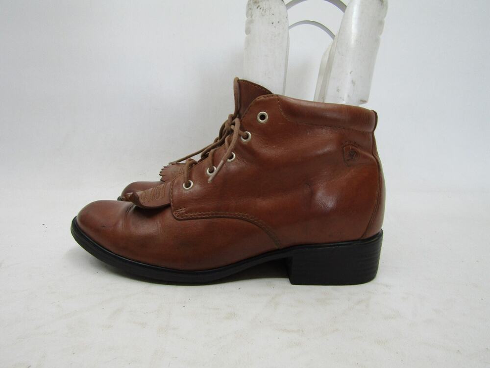 Ariat Womens Size 5.5 B Brown Leather Laces Kilt Ankle Cowboy Fashion Boots